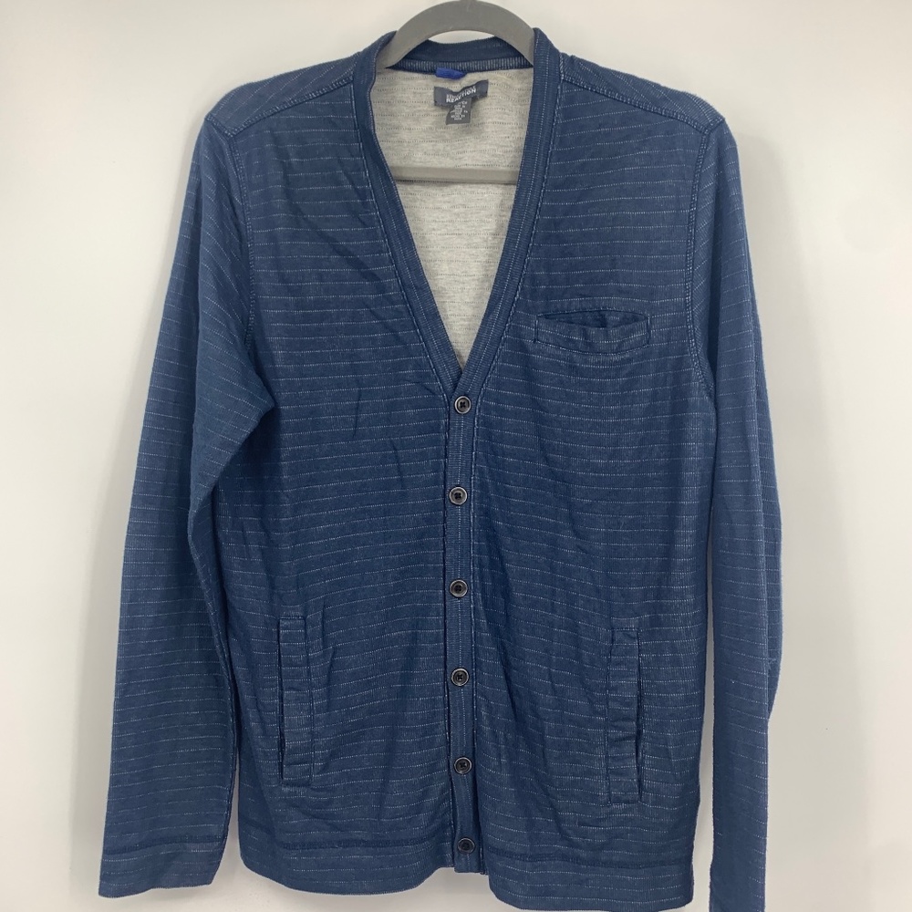 Kenneth Cole Reaction Mens Small Cardigan Seeater Stripes Long Sleeve‎ Casual